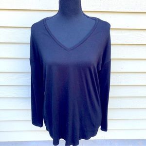 INC. Black V-Neck Tee Size PM